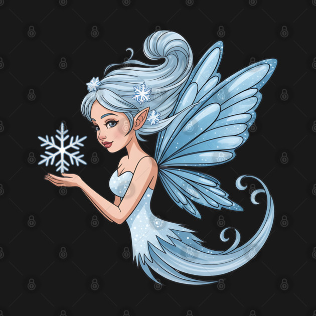 Winter Fairy with Snowflake and Sparkling Blue Wings by BirdsnStuff