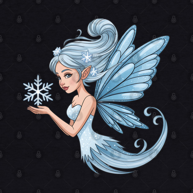 Winter Fairy with Snowflake and Sparkling Blue Wings by BirdsnStuff
