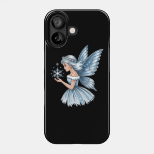 Winter Fairy with Snowflake and Sparkling Blue Wings Phone Case