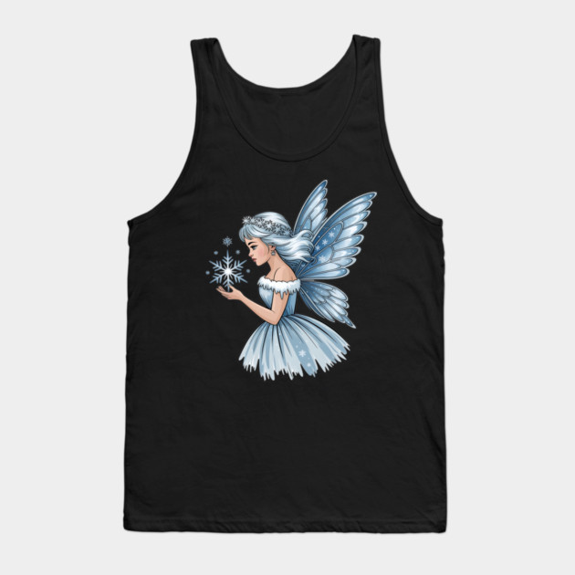 Winter Fairy with Snowflake and Sparkling Blue Wings Tank Top by BirdsnStuff