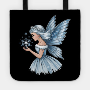 Winter Fairy with Snowflake and Sparkling Blue Wings Tote