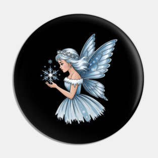 Winter Fairy with Snowflake and Sparkling Blue Wings Pin
