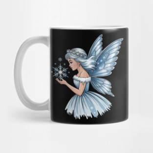 Winter Fairy with Snowflake and Sparkling Blue Wings Mug