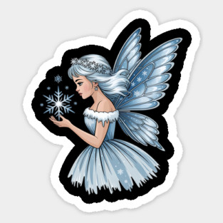 Winter Fairy with Snowflake and Sparkling Blue Wings Sticker