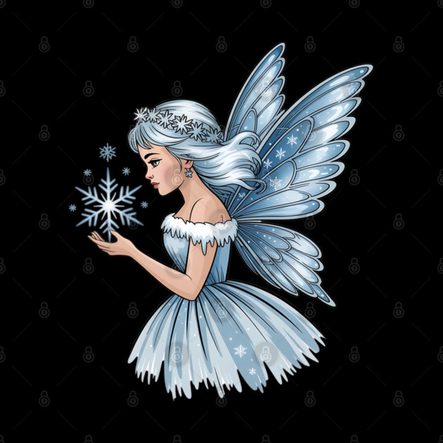 Winter Fairy with Snowflake and Sparkling Blue Wings by BirdsnStuff