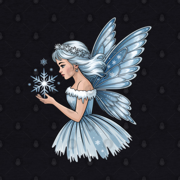 Winter Fairy with Snowflake and Sparkling Blue Wings by BirdsnStuff