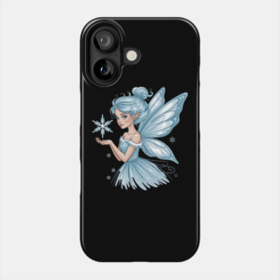 Winter Fairy with Snowflake and Sparkling Blue Wings Phone Case