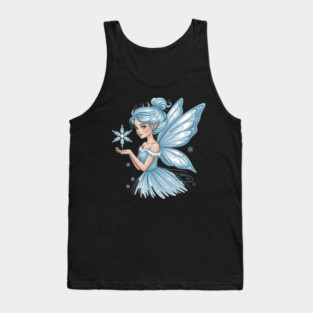 Winter Fairy with Snowflake and Sparkling Blue Wings Tank Top