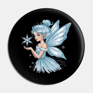 Winter Fairy with Snowflake and Sparkling Blue Wings Pin