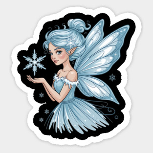 Winter Fairy with Snowflake and Sparkling Blue Wings Sticker
