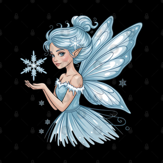 Winter Fairy with Snowflake and Sparkling Blue Wings by BirdsnStuff