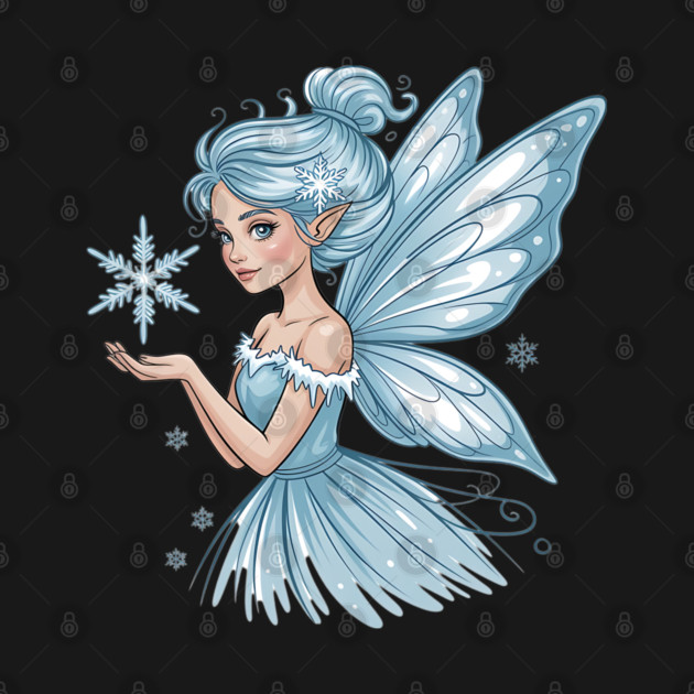 Winter Fairy with Snowflake and Sparkling Blue Wings by BirdsnStuff
