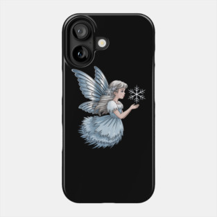 Winter Fairy with Snowflake and Sparkling Blue Wings Phone Case