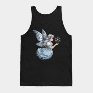 Winter Fairy with Snowflake and Sparkling Blue Wings Tank Top