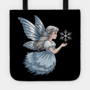 Winter Fairy with Snowflake and Sparkling Blue Wings Tote