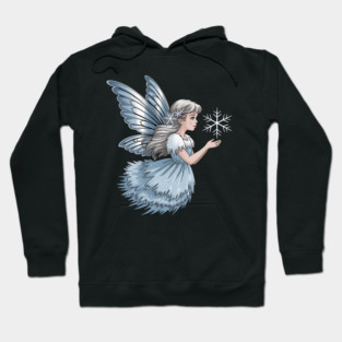 Winter Fairy with Snowflake and Sparkling Blue Wings Hoodie