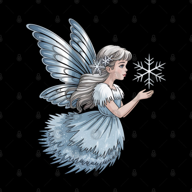 Winter Fairy with Snowflake and Sparkling Blue Wings by BirdsnStuff