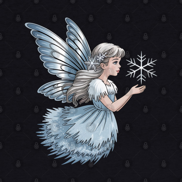 Winter Fairy with Snowflake and Sparkling Blue Wings by BirdsnStuff
