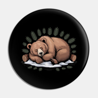 Sleeping Bear Vintage Forest Art for Nature Lovers Pin