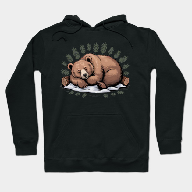 Sleeping Bear Vintage Forest Art for Nature Lovers Hoodie by BirdsnStuff