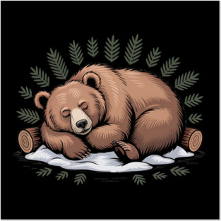 Sleeping Bear Vintage Forest Art for Nature Lovers Posters and Art