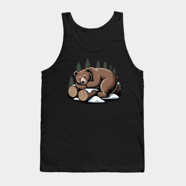 Sleeping Bear Vintage Forest Art for Nature Lovers Tank Top by BirdsnStuff