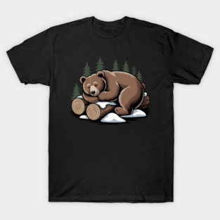 Sleeping Bear Vintage Forest Art for Nature Lovers T-Shirt