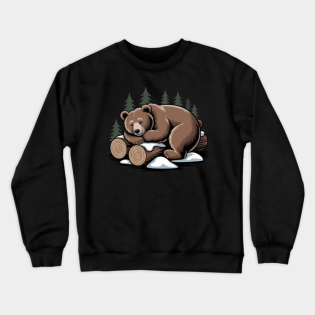 Sleeping Bear Vintage Forest Art for Nature Lovers Crewneck Sweatshirt by BirdsnStuff