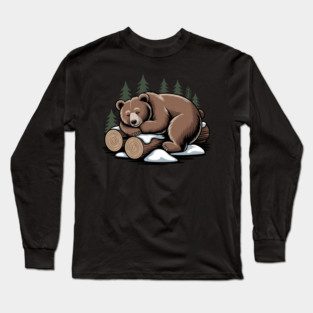 Sleeping Bear Vintage Forest Art for Nature Lovers Long Sleeve T-Shirt