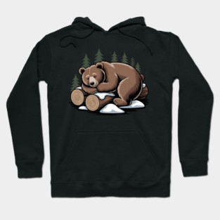 Sleeping Bear Vintage Forest Art for Nature Lovers Hoodie