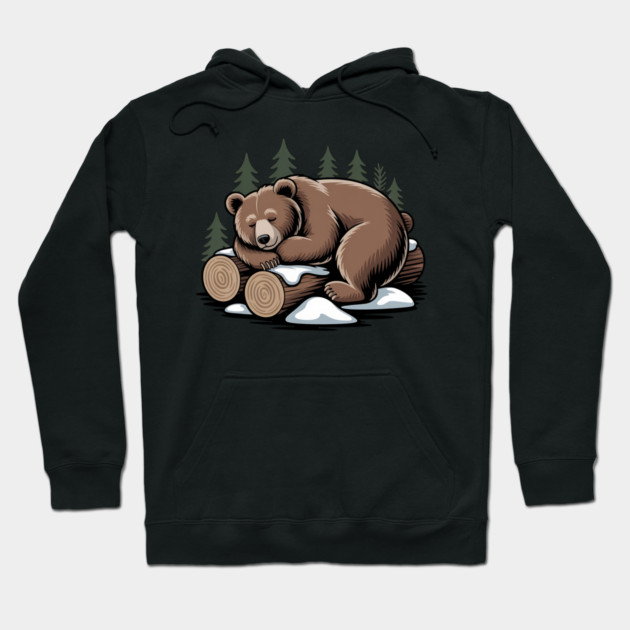 Sleeping Bear Vintage Forest Art for Nature Lovers Hoodie by BirdsnStuff