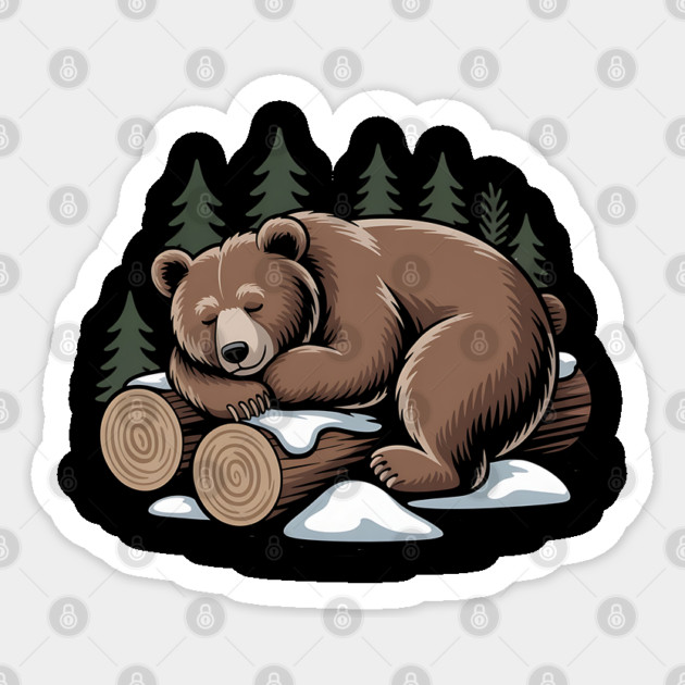 Sleeping Bear Vintage Forest Art for Nature Lovers Sticker by BirdsnStuff