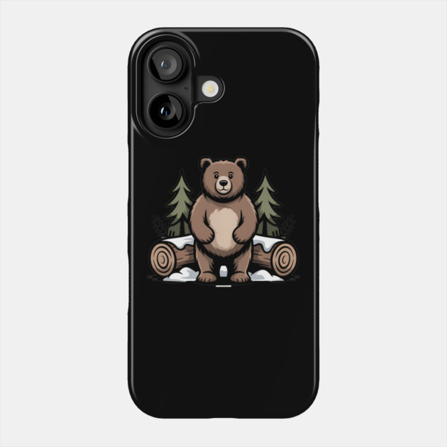 Standing Brown Bear Vintage Forest Art for Nature Lovers Phone Case by BirdsnStuff
