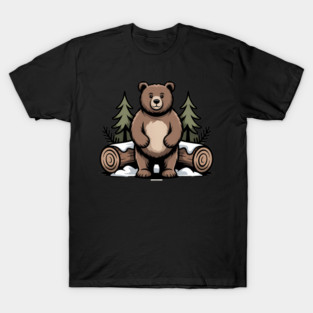 Standing Brown Bear Vintage Forest Art for Nature Lovers T-Shirt