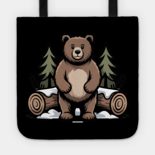 Standing Brown Bear Vintage Forest Art for Nature Lovers Tote