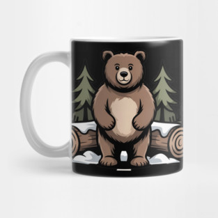 Standing Brown Bear Vintage Forest Art for Nature Lovers Mug