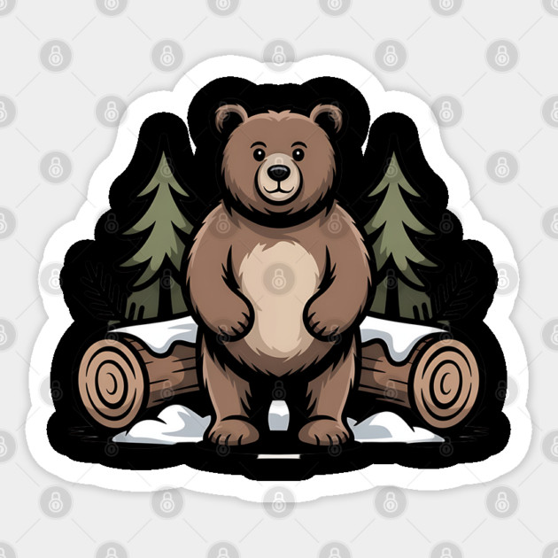 Standing Brown Bear Vintage Forest Art for Nature Lovers Sticker by BirdsnStuff