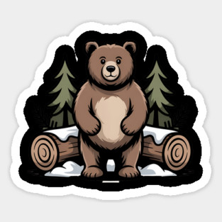 Standing Brown Bear Vintage Forest Art for Nature Lovers Magnet