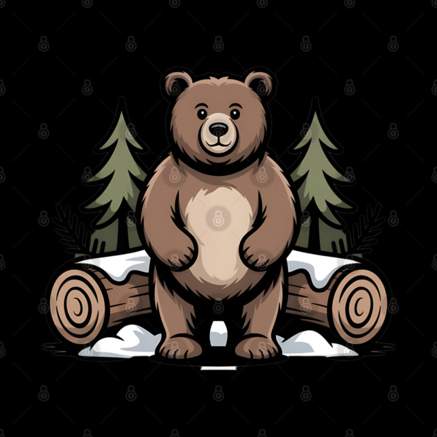 Standing Brown Bear Vintage Forest Art for Nature Lovers by BirdsnStuff