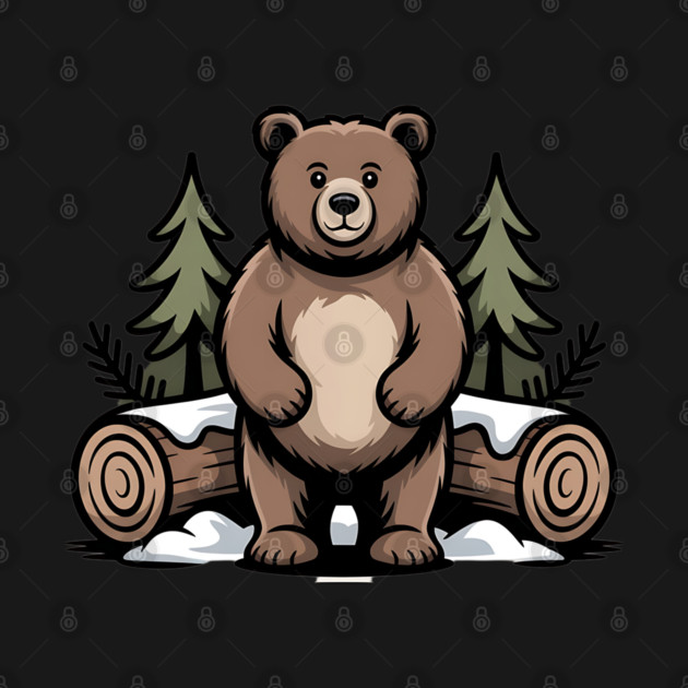 Standing Brown Bear Vintage Forest Art for Nature Lovers by BirdsnStuff