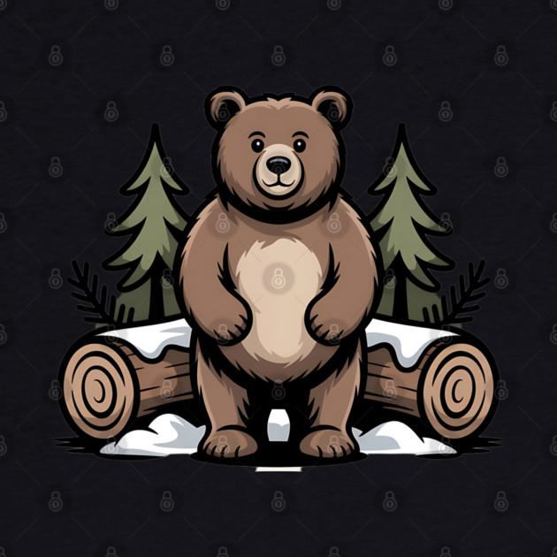 Standing Brown Bear Vintage Forest Art for Nature Lovers by BirdsnStuff