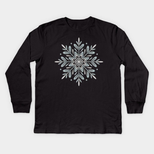 Vintage Snowflake Design for Winter Lovers Kids Long Sleeve T-Shirt by BirdsnStuff