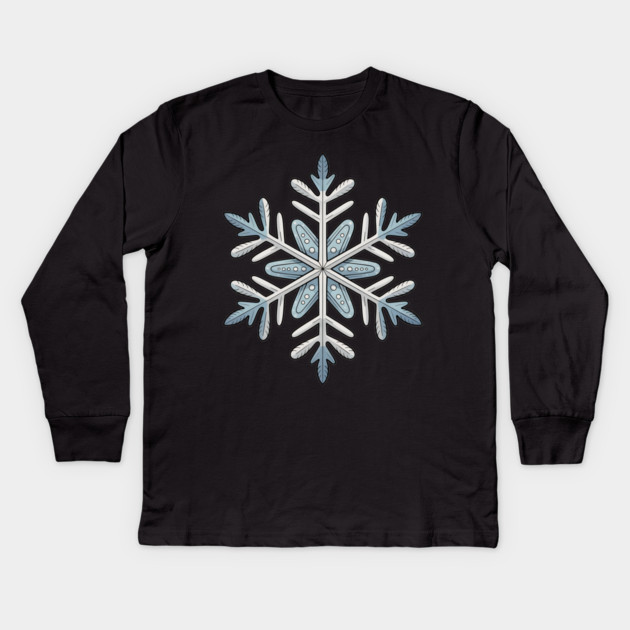 Vintage Snowflake Design for Winter Lovers Kids Long Sleeve T-Shirt by BirdsnStuff