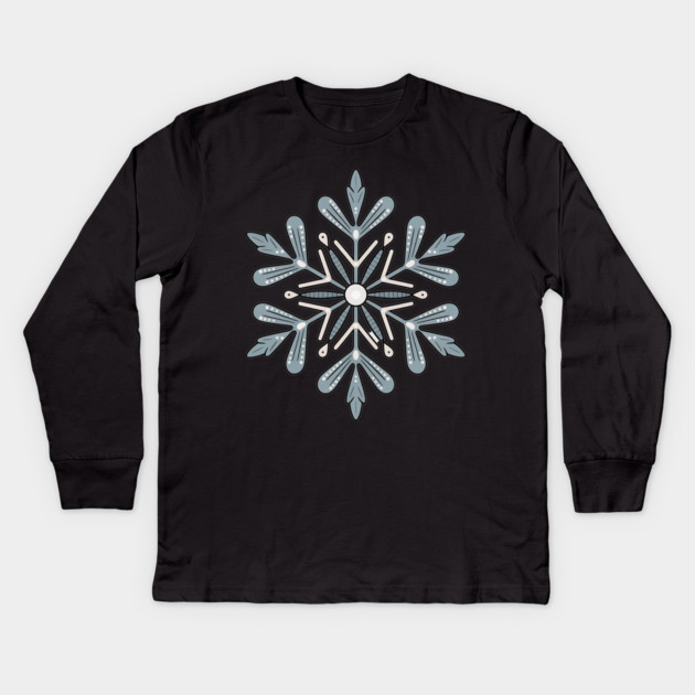 Vintage Snowflake Design for Winter Lovers Kids Long Sleeve T-Shirt by BirdsnStuff
