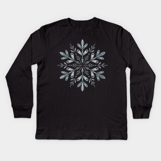 Vintage Snowflake Design for Winter Lovers Kids Long Sleeve T-Shirt by BirdsnStuff