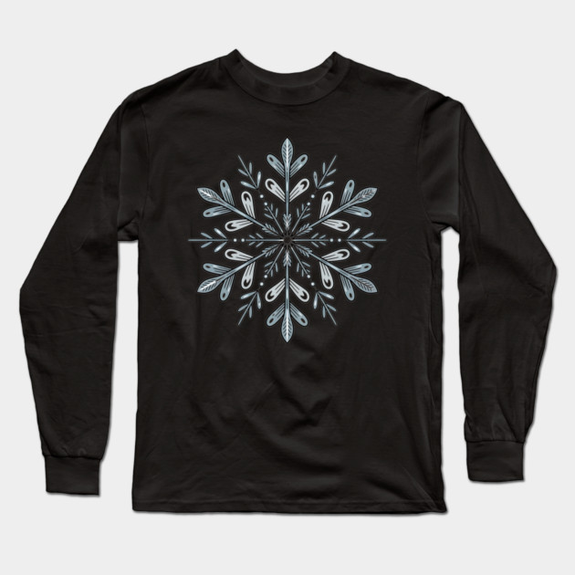 Vintage Snowflake Design for Winter Lovers Long Sleeve T-Shirt by BirdsnStuff