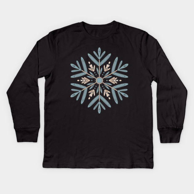Vintage Snowflake Design for Winter Lovers Kids Long Sleeve T-Shirt by BirdsnStuff