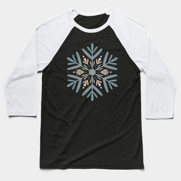 Vintage Snowflake Design for Winter Lovers Baseball T-Shirt by BirdsnStuff