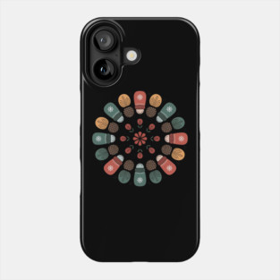 Cottagecore Winter Mandala with Mittens and Pinecones Phone Case