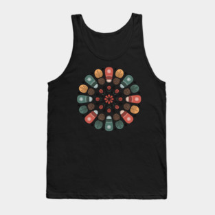 Cottagecore Winter Mandala with Mittens and Pinecones Tank Top